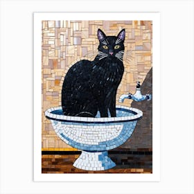 Black Cat In A Bowl Art Print