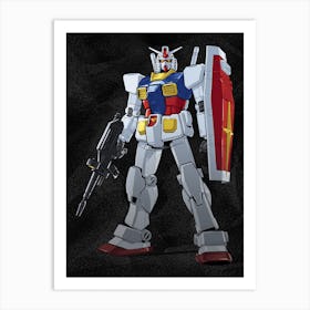 Gundam Anime Black Art Print