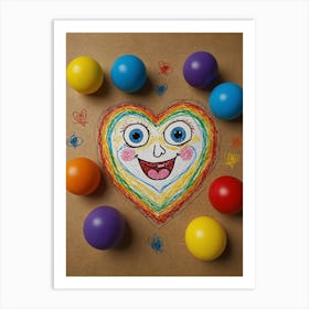 Heart With Colorful Balls Photo Art Print