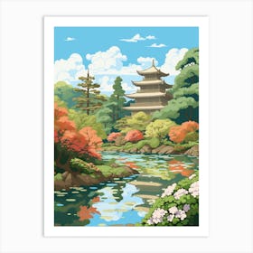 Shinjuku Gyoen National Garden Japan Illustration 1  Art Print