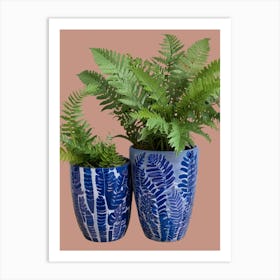 Blue Ferns Art Print