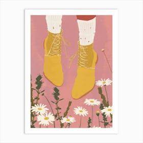 Woman Yellow Shoes With Flowers 5 Art Print