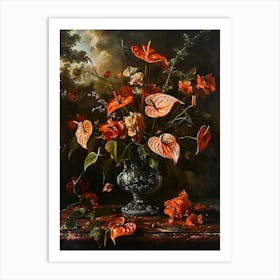 Baroque Floral Still Life Flamingo Flower 4 Art Print