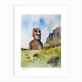 Easter Island Chile 1 Watercolour Travel Poster Art Print