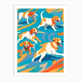 Beagles On The Beach Art Print