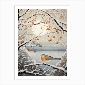 Winter Bird Painting Mockingbird 4 Art Print