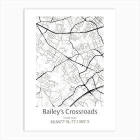 Bailey S Crossroads,United States Minimalist Map 1 Art Print