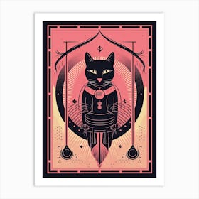 The Hanged Man Tarot Card, Black Cat In Pink 2 Art Print