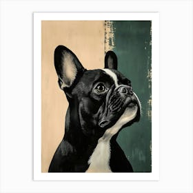 Minimal Frenchie With Blue Background 3 Art Print