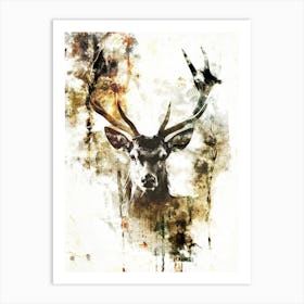 Poster Deer Stag Ink Illustration Art 01 Art Print