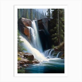 Grizzly Falls, United States Peaceful Oil Art  Art Print