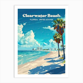 Clearwater Beach Florida Beautiful Art Illustration Art Print