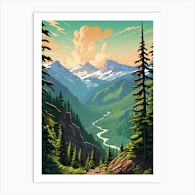 North Cascades National Park Retro Pop Art 9 Art Print