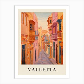 Valletta Malta 4 Vintage Pink Travel Illustration Poster Art Print