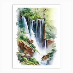 Marojejy National Park Waterfall, Madagascar Water Colour  (1) Art Print
