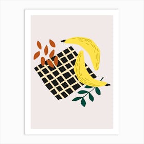 Food Illustration Banana Picnic Preppy Contemporary Kitchen Art Print