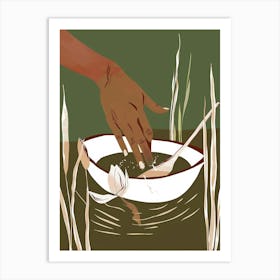 Hand In A Bowl Art Print