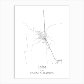 Lajas,Cuba Minimalist Map Art Print