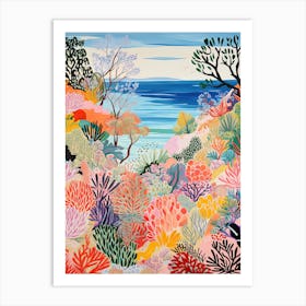 Coral Beach, Australia, Matisse And Rousseau Style 2 Art Print