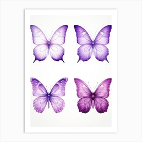 Set Of Purple Butterflies Art Print