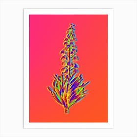 Neon Persian Lily Botanical in Hot Pink and Electric Blue n.0118 Art Print