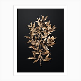 Gold Botanical Phillyrea Tree Branch on Wrought Iron Black n.4478 Art Print