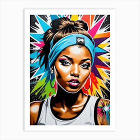 Graffiti Mural Of Beautiful Hip Hop Girl 82 Art Print