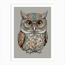 Owl With Glasses 1 Art Print