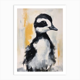 Black White & Yellow Duckling Gouache 2 Art Print