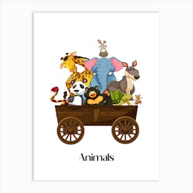 53.Beautiful jungle animals. Fun. Play. Souvenir photo. World Animal Day. Nursery rooms. Children: Decorate the place to make it look more beautiful. Art Print