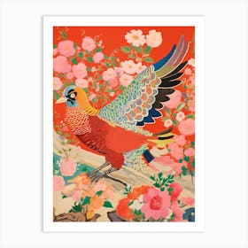 Maximalist Bird Painting Northern Cardinal 1 Art Print