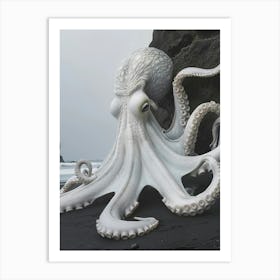 white surreal Octopus Art Print