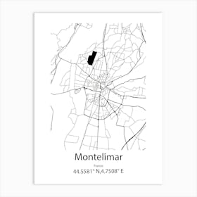 Montelimar,France Minimalist Map Art Print