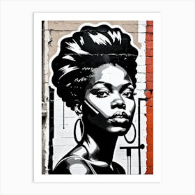 Vintage Graffiti Mural Of Beautiful Black Woman 54 Art Print