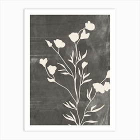 Wildflowers In Gray, Minimalist Botanical 2 Art Print