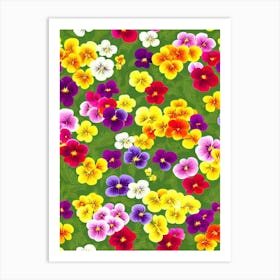 Pansy Repeat Retro Flower Art Print