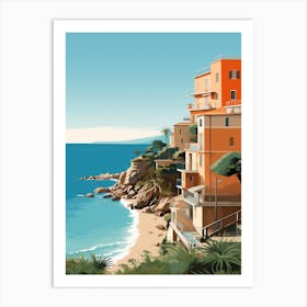 Abstract Illustration Of Sorrento Back Beach Australia Orange Hues 3 Art Print