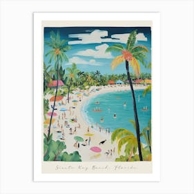 Poster Of Siesta Key Beach, Florida, Matisse And Rousseau Style 1 Art Print