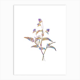Stained Glass Blue Spiderwort Mosaic Botanical Illustration on White n.0017 Art Print