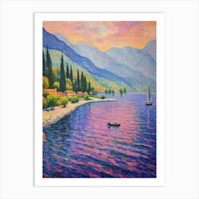 Lake Chelan Washington Pointillism 2 Art Print