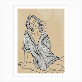 Woman Laying On Bed Art Print