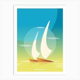 Sailboats In The Sea Art Print