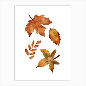 Autumn Leaves Watercolor Painting Art Print