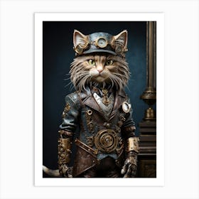 Steampunk Cat 4 Art Print