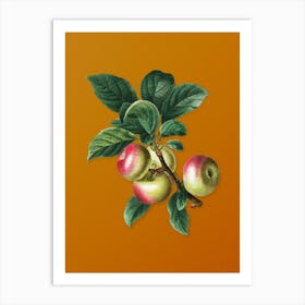 Vintage Apple Botanical on Sunset Orange Art Print