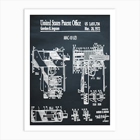 1972 Ingram Mac 10 Uzi Art Print