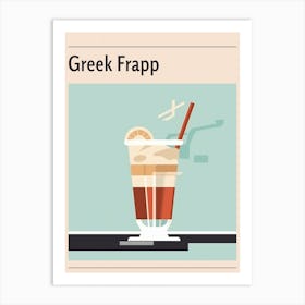 Greek Frapp Midcentury Modern Poster Art Print