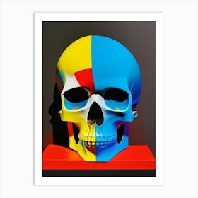 Skull With Tattoo Style Artwork Primary 1 Colours Matisse Style Art Print