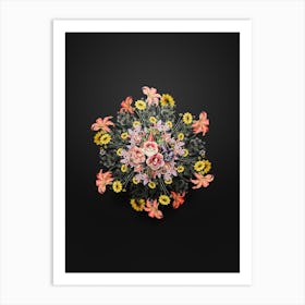 Vintage Gloxinia Floral Wreath on Wrought Iron Black n.0565 Art Print