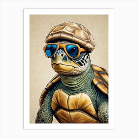 Turtle With Sunglasses 1 Art Print